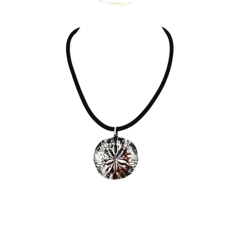 Retired vintage James Avery sterling silver sand dollar pendant on leather cord